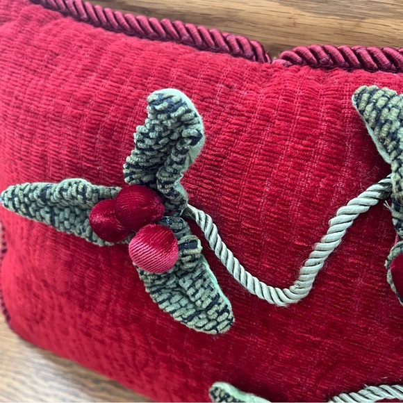 Holiday throw pillow with decorative holly berries. 9-1/2 x 13. - Picture 3 of 4